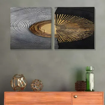 Tablou decorativ, ASR_CNV2-15 40x40, PANZA, Lemn, Multicolor imagine