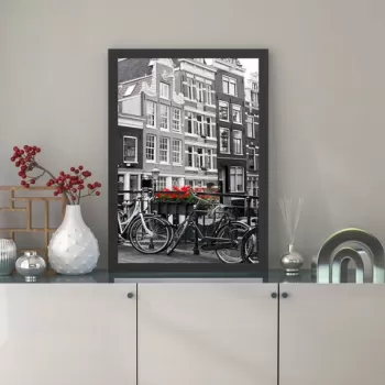 Tablou decorativ, Bicycle (55 x 75), MDF , Polistiren, Negru/Rosu imagine