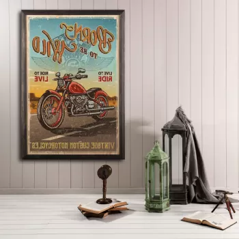 Tablou decorativ, Born To Be Wild, Lemn, Lemn, Multicolor imagine