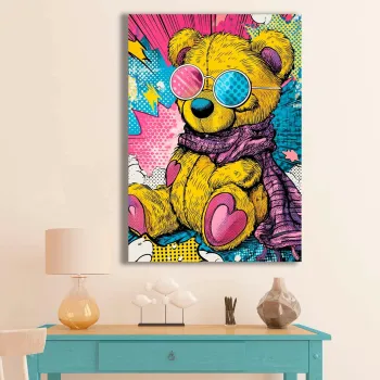Tablou decorativ, BSRPOPC-017, Lemn, Multicolor imagine