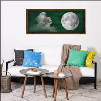 Tablou decorativ, BUL008, MDF, Imprimat UV, Verde / Alb / Nuc imagine