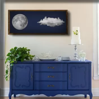 Tablou decorativ, BUL010, MDF, Imprimat UV, Albastru / Alb / Nuc imagine