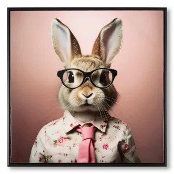 Tablou decorativ Bunny C, Mauro Ferretti, 62.5x62.5 cm, metal/lemn de brad/canvas, multicolor imagine