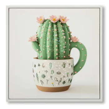 Tablou decorativ Cactus Jar -B, Mauro Ferretti, 40x40 cm, canvas/lemn de pin/plastic, multicolor imagine
