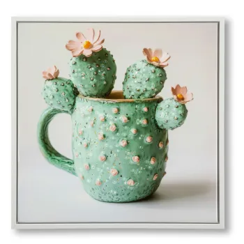 Tablou decorativ Cactus Jar -C, Mauro Ferretti, 40x40 cm, canvas/lemn de pin/plastic, multicolor imagine