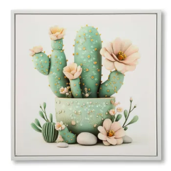 Tablou decorativ Cactus Jar -D, Mauro Ferretti, 40x40 cm, canvas/lemn de pin/plastic, multicolor imagine