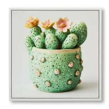 Tablou decorativ Cactus Jar -H, Mauro Ferretti, 40x40 cm, canvas/lemn de pin/plastic, multicolor imagine