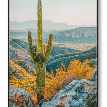 Tablou decorativ Cactus -W, Mauro Ferretti, 60x90 cm, canvas/lemn de pin/plastic, multicolor imagine