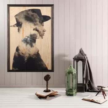 Tablou decorativ, Cloud Man, Lemn, Lemn, Multicolor imagine