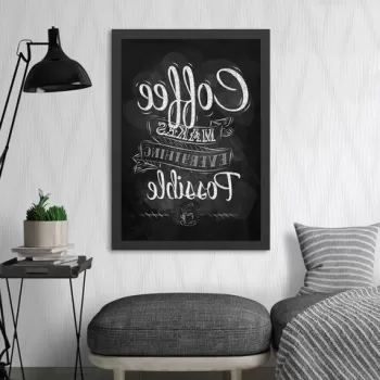 Tablou decorativ, Coffee 2 (40 x 55), MDF , Polistiren, Alb negru imagine