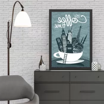 Tablou decorativ, Coffee Time (40 x 55), MDF , Polistiren, Multicolor imagine