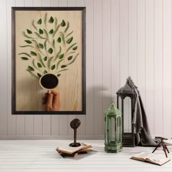 Tablou decorativ, Coffee Tree XL, Lemn, Lemn, Multicolor imagine
