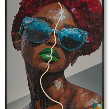 Tablou decorativ cu LED, Mauro Ferretti, Afro, 60x90 cm, canvas/MDF, multicolor imagine