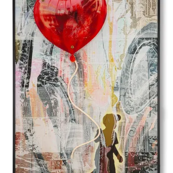 Tablou decorativ cu LED, Mauro Ferretti, Heart, 60x90 cm, canvas/MDF, multicolor imagine