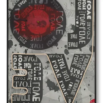 Tablou decorativ cu LED, Mauro Ferretti, Love, 60x90 cm, canvas/MDF, multicolor imagine