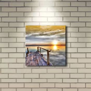 Tablou decorativ cu lumina LED, 2828?ACT-5, Canvas, Dimensiune: 28 x 28 cm, Multicolor imagine