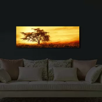 Tablou decorativ cu lumina LED, 3090?ACT-27, Canvas, 30 x 90 cm, Multicolor imagine