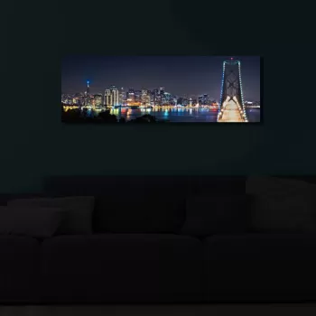 Tablou decorativ cu lumina LED, 3090?ACT-37, Canvas, 30 x 90 cm, Multicolor imagine