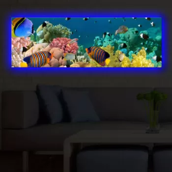 Tablou decorativ cu lumina LED, 3090DACT-13, Canvas, 30 x 90 cm, Multicolor imagine