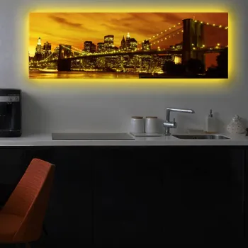 Tablou decorativ cu lumina LED, 3090DACT-3, 30 x 90 cm, Multicolor imagine