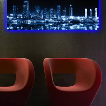 Tablou decorativ cu lumina LED, 3090DACT-6, Canvas, 30 x 90 cm, Multicolor imagine