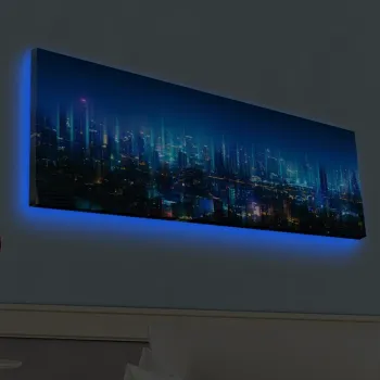 Tablou decorativ cu lumina LED, 3090HDACT-002, 30 x 90 cm, Multicolor imagine