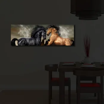 Tablou decorativ cu lumina LED, 3090IACT-45, PANZA DIN PIELE INTOARSA, 30 x 90 cm, Multicolor imagine