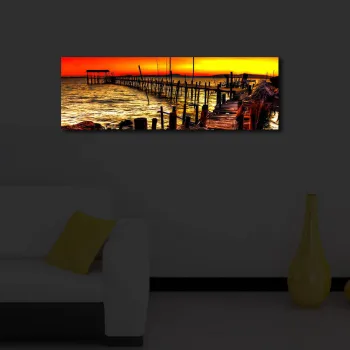 Tablou decorativ cu lumina LED, 3090IACT-46, PANZA DIN PIELE INTOARSA, 30 x 90 cm, Multicolor imagine