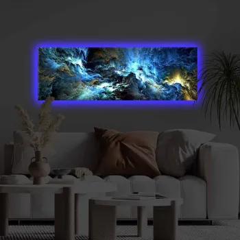 Tablou decorativ cu lumina LED, 3090KTLGDACT, 30 x 90 cm, Multicolor imagine