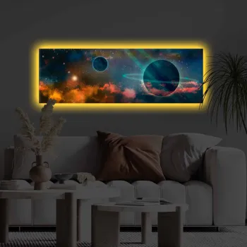 Tablou decorativ cu lumina LED, 3090KTLGDACT, 30 x 90 cm, Multicolor imagine