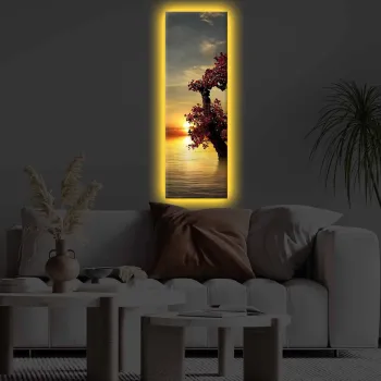 Tablou decorativ cu lumina LED, 3090KTLGDACT, PANZA DE POLIESTER, 30 x 90 cm, Multicolor imagine