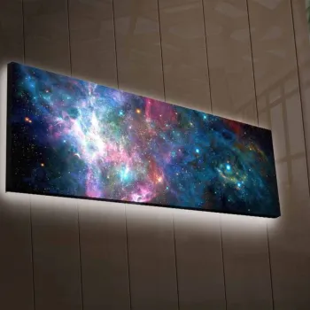 Tablou decorativ cu lumina LED, 3090NASA-005, 30 x 90 cm, Multicolor imagine