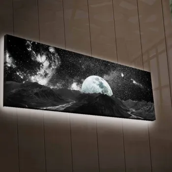 Tablou decorativ cu lumina LED, 3090NASA-009, 30 x 90 cm, Multicolor imagine