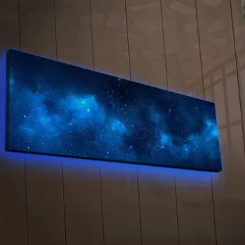 Tablou decorativ cu lumina LED, 3090NASA-017, Canvas, 30 x 90 cm, Multicolor imagine