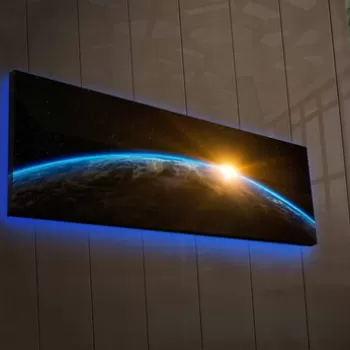Tablou decorativ cu lumina LED, 3090NASA-018, Canvas, 30 x 90 cm, Multicolor imagine