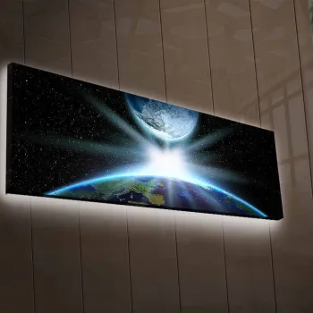 Tablou decorativ cu lumina LED, 3090NASA-019, PANZA DIN PIELE INTOARSA, 30 x 90 cm, Multicolor imagine