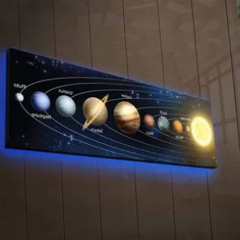 Tablou decorativ cu lumina LED, 3090NASA-021, Canvas, 30 x 90 cm, Multicolor imagine