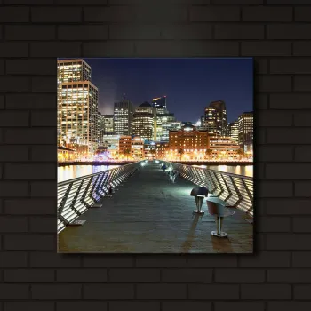 Tablou decorativ cu lumina LED, 4040IACT-14, PANZA DIN PIELE INTOARSA, Dimensiune: 40 x 40 cm, Multicolor imagine