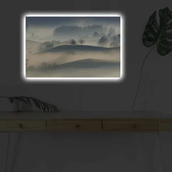 Tablou decorativ cu lumina LED, 4570DHDACT-124, PANZA DIN PIELE INTOARSA, Dimensiune: 45 x 70 cm, Multicolor imagine