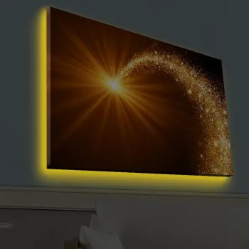 Tablou decorativ cu lumina LED, 4570HDACT-046, PANZA DIN PIELE INTOARSA, Dimensiune: 45 x 70 cm, Multicolor imagine