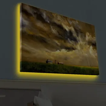 Tablou decorativ cu lumina LED, 4570HDACT-049, PANZA DIN PIELE INTOARSA, Dimensiune: 45 x 70 cm, Multicolor imagine