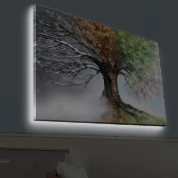 Tablou decorativ cu lumina LED, 4570HDACT-052, PANZA DIN PIELE INTOARSA, Dimensiune: 45 x 70 cm, Multicolor imagine