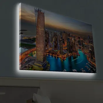 Tablou decorativ cu lumina LED, 4570HDACT-082, Dimensiune: 45 x 70 cm, Multicolor imagine
