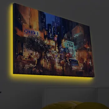 Tablou decorativ cu lumina LED, 4570MDACT-002, PANZA DIN PIELE INTOARSA, Dimensiune: 45 x 70 cm, Multicolor imagine