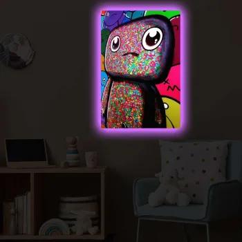 Tablou decorativ cu lumina LED, 4570POPARTDACT-005, Dimensiune: 45 x 70 cm, Multicolor imagine
