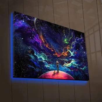 Tablou decorativ cu lumina LED, NASA-011, Dimensiune: 45 x 70 cm, Multicolor imagine