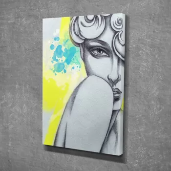 Tablou decorativ, DC208, Canvas, Lemn, Multicolor imagine