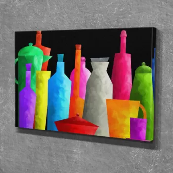 Tablou decorativ, DC216, Canvas, Lemn, Multicolor imagine