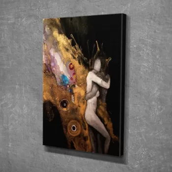 Tablou decorativ, DC243, Canvas, Lemn, Multicolor imagine