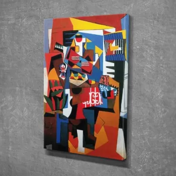 Tablou decorativ, DC279, Canvas, Lemn, Multicolor imagine